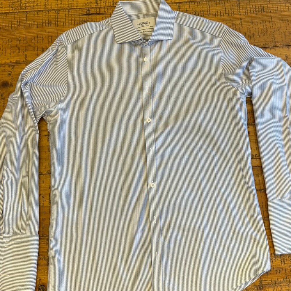 Charles Tyrwhitt blue striped shirt